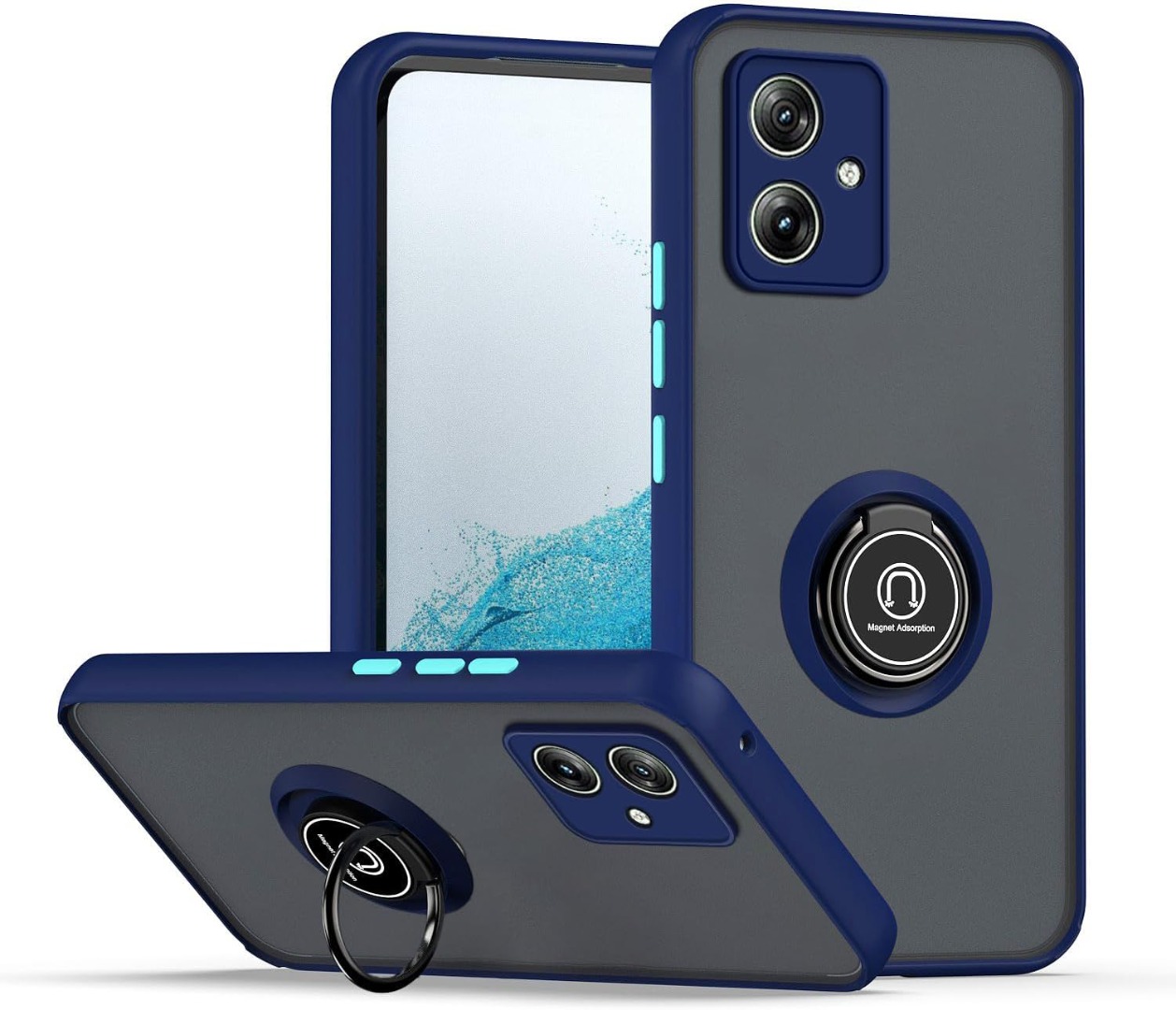 Cover COMAKU Per Motorola Moto G54 5G: Custodia Antiurto Con Anello E Supporto Magnetico (Blu) - 6