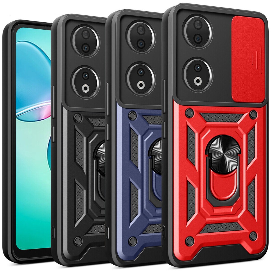 TEYYOS Cover Armatura Per Honor X7a - Custodia Antiurto Con Coperchio Scorrevole Per Fotocamera E Staffa Metallica - Blu