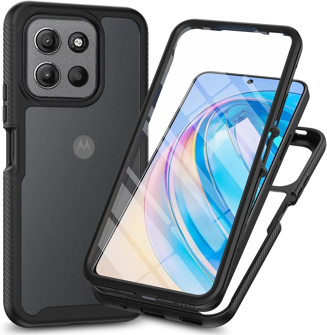 Custodia Portafoglio In Pelle Per Motorola Moto E15 / G05 - Con Supporto E Slot Porta Carte (Nero)