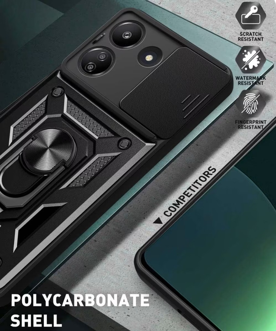 Compatibile con Xiaomi Mi 10T, Xiaomi Mi 10 T Pro Cover, Custodia Armor Anello Cavalletto (Funziona con il Supporto Magnetico per Auto) Case Paraurti (Rosso