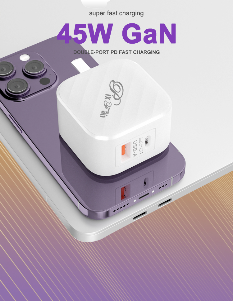 Caricatore Rapido USB-C da 45W PD 3.0 Super Veloce Compatibile con Caricatore Rapido USB-C da 45W PD 3.0 Super Veloce Compatibile con