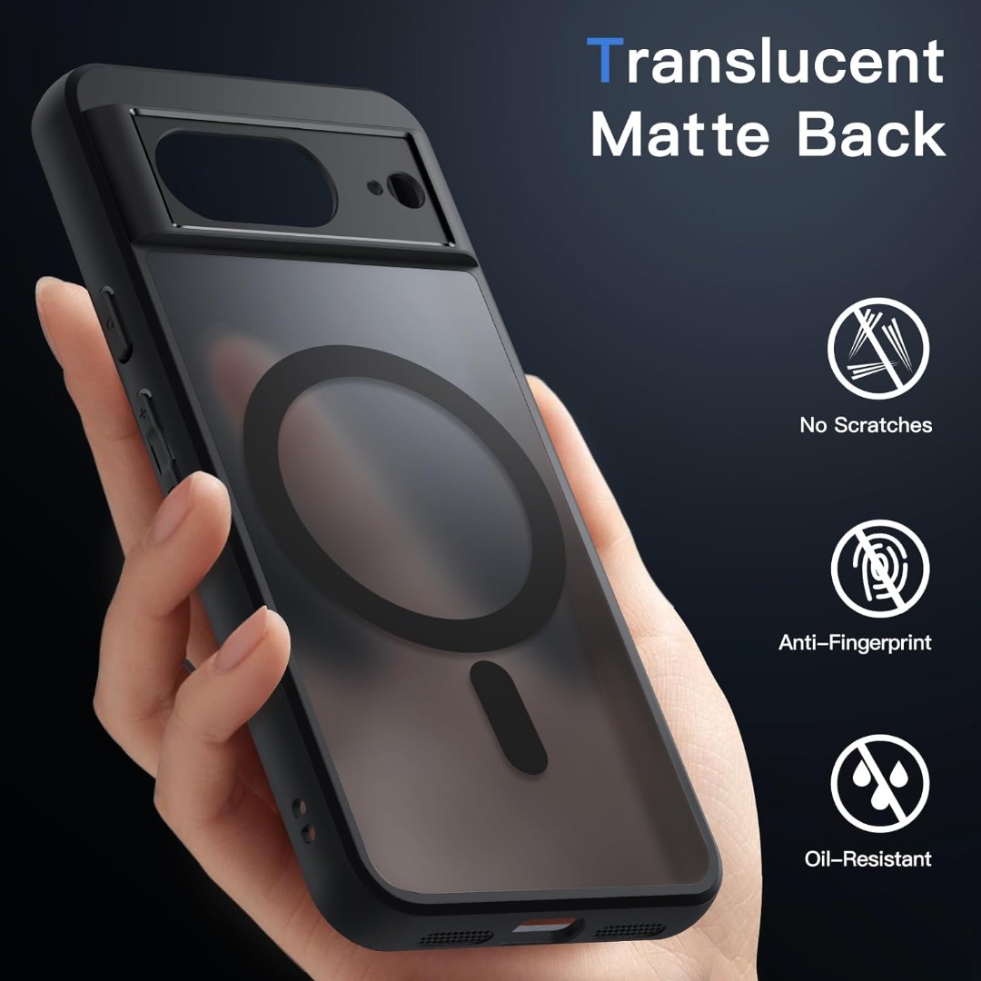 Yoedge Magnetica Cover per Google Pixel 8a 5G con Cordino, Compatibile con MagSafe, Custodia Traslucida Opaca Hard PC Sottile TPU Antiurto Protettiva Case con Corda Collana Tracolla Laccio, Nero