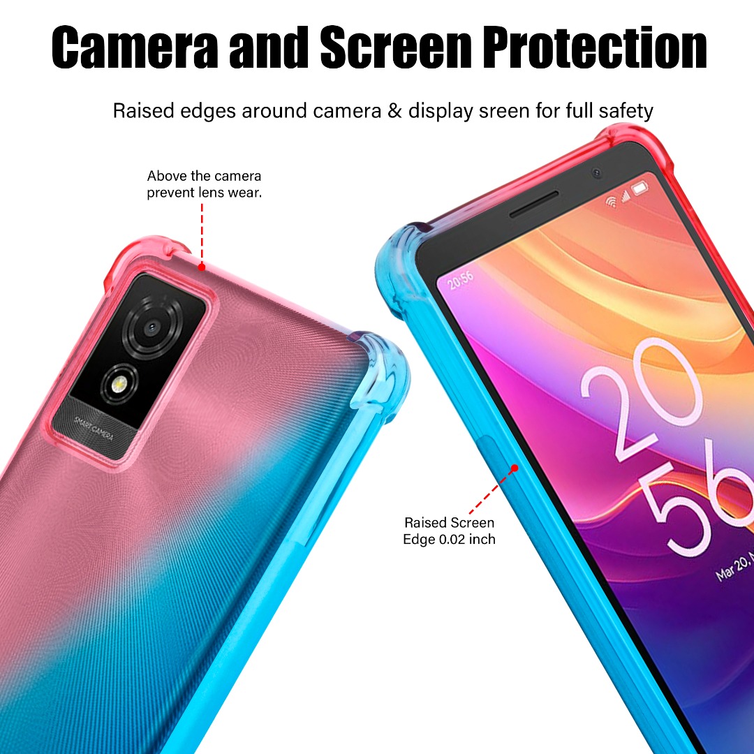 EASSGU Custodia per TCL 501 (6 Inches), Cover Silicone TPU Colore Sfumato Trasparente, Custodia per Telefono Antiurto e Antigraffio - Rosa Verde