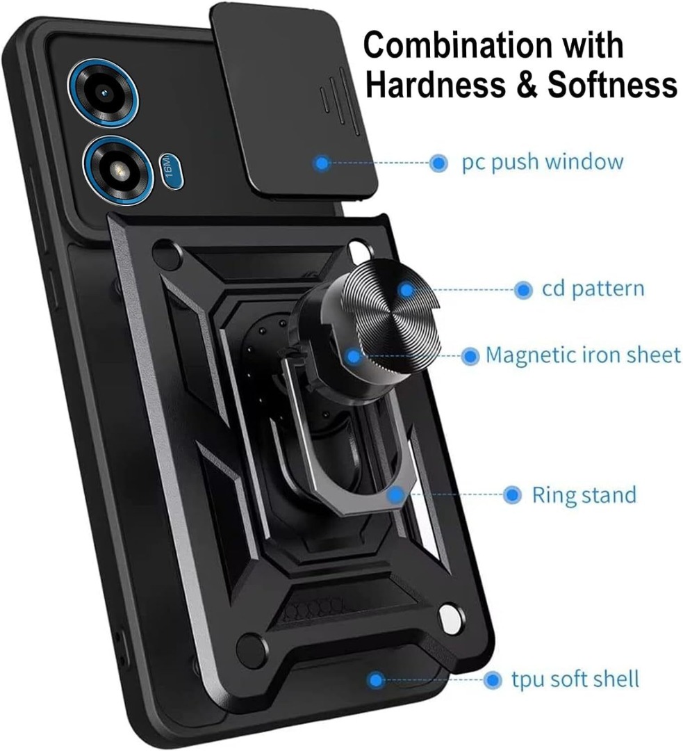 Coque Avec Anneau Magnétique Pour Motorola Moto E14 – Armure Antichoc – 5 Coloris Dispo