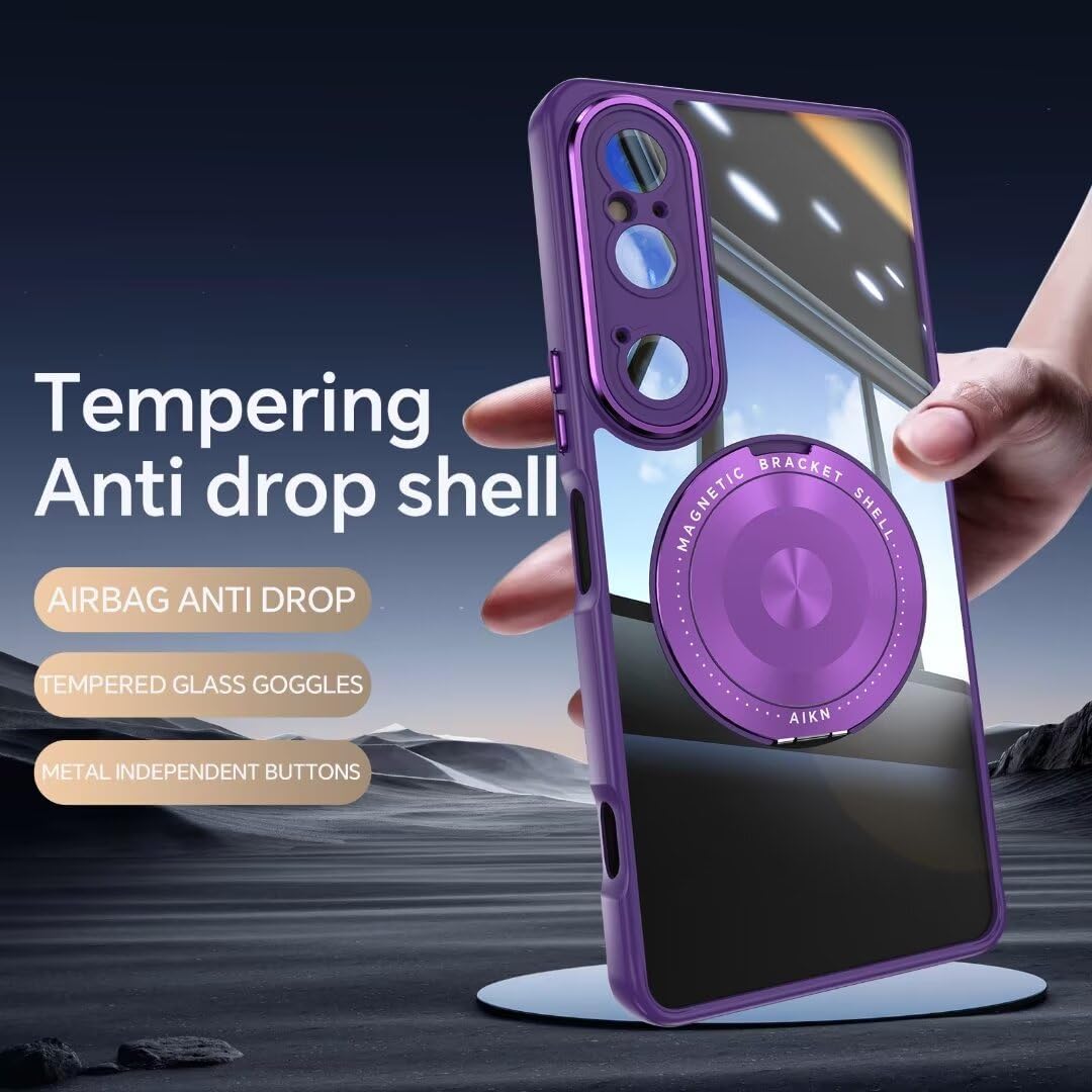 MeiyueEr Custodia per Sony Xperia 10 VI, supporto magnetico, telaio in metallo, monoblocco, 360 gradi, vetro temperato, pellicola protettiva trasparente – metallo argento