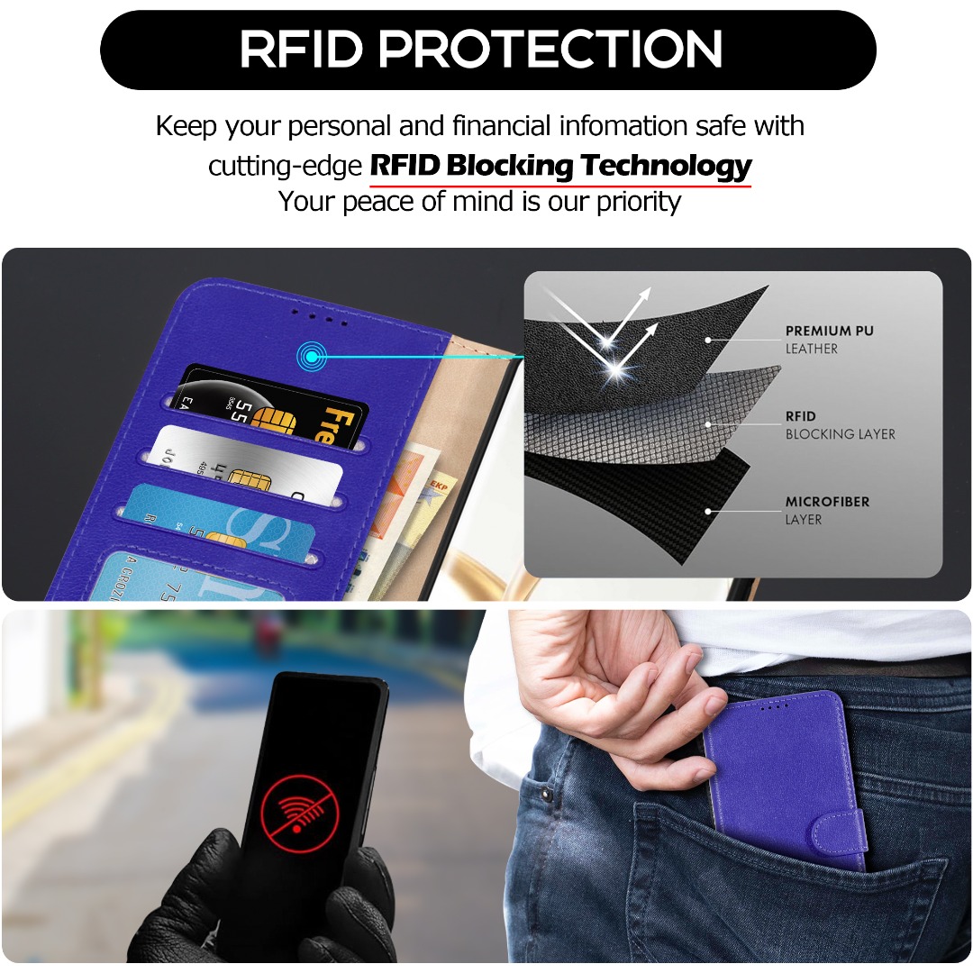 Cover per Honor 200 Smart 5G Custodia a Libro in PU Pelle con Slot Carte Supporto Stand [Blocco RFID] Antiurto Magnetica Flip Portafoglio Cover per Honor 200 Smart 5G, Violette