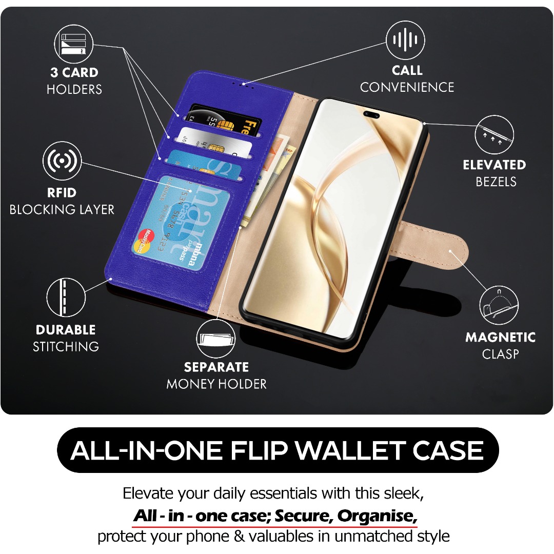 MOJIA Cover per Honor 200 Smart, PU Custodia Antiurto Resistente ai Graffi, Custodia Flip Portafoglio per Telefono con Supporto e Slot per Schede. Nero