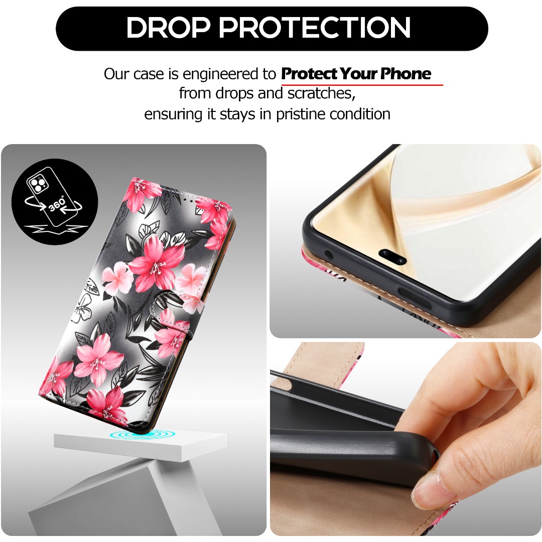 Custodia Portafoglio PIXFAB Per Honor 200 Smart, In Pelle Con Protezione RFID, Slot Per Carte E Supporto, Colore Oro Rosa - 4
