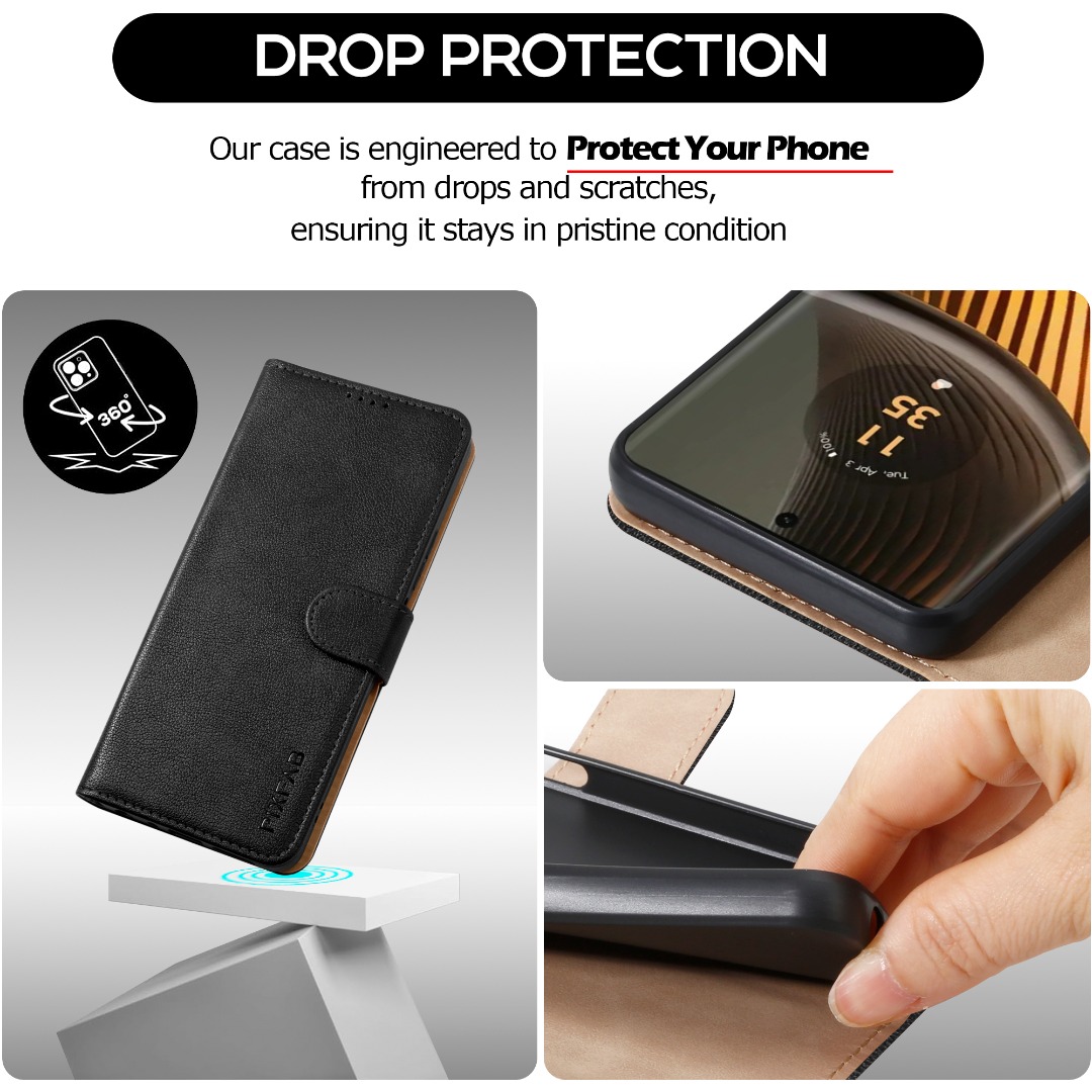 RonRun Custodia A Libro Magnetica Per Motorola Edge 50 Fusion – Pelle PU Con Porta Carte E Stand