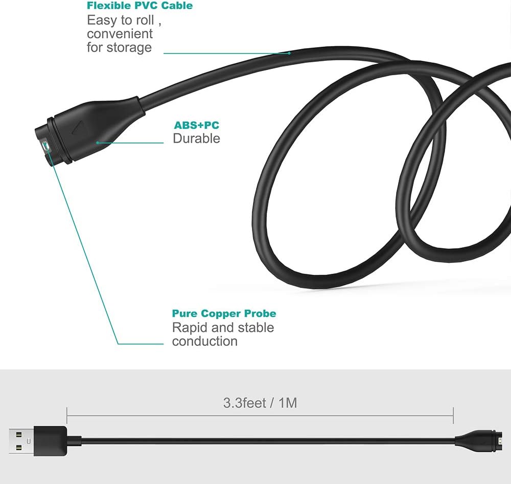 Charger Replacement USB Charging Cable Cord For Garmin Instinct 2S, Venu 2 /2S e