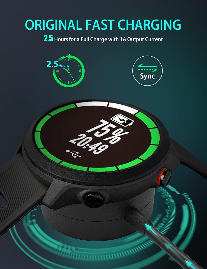 Câble De Charge USB-C 1m Pour Montre Garmin - Compatible Fenix, Forerunner, Venu