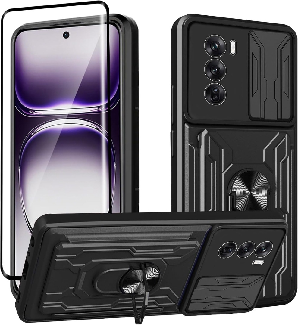 Custodia Protettiva Per OPPO Reno 8 Pro 5G Con Cavalletto - Doppio Strato TPU E PC (Nero)