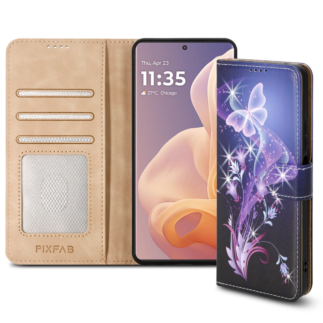 Custodia A Portafoglio Con Supporto Per Motorola Edge 60 Pro - Pelle PU Antiurto Con 2 Slot Per Carte E Tasca Contanti - Flip Magnetica Con Funzione Kickstand - Cover A Libro Stile Slim