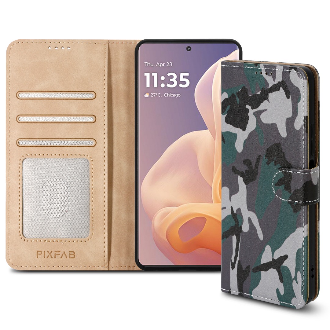 Aiziki Handyhülle Für Motorola Moto E15/G05 Tasche, RFID Leder