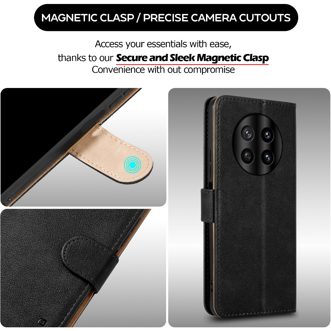 Cover Per Honor Magic 7 Pro 5G, Custodia Flip Pelle Portafoglio, Magnetica Libro Slot Schede Cover, Silicone TPU Bumper Wallet Con Supporto Antiurto Case Per Magic 7 Pro 5G Nero Profondo - Foto 7
