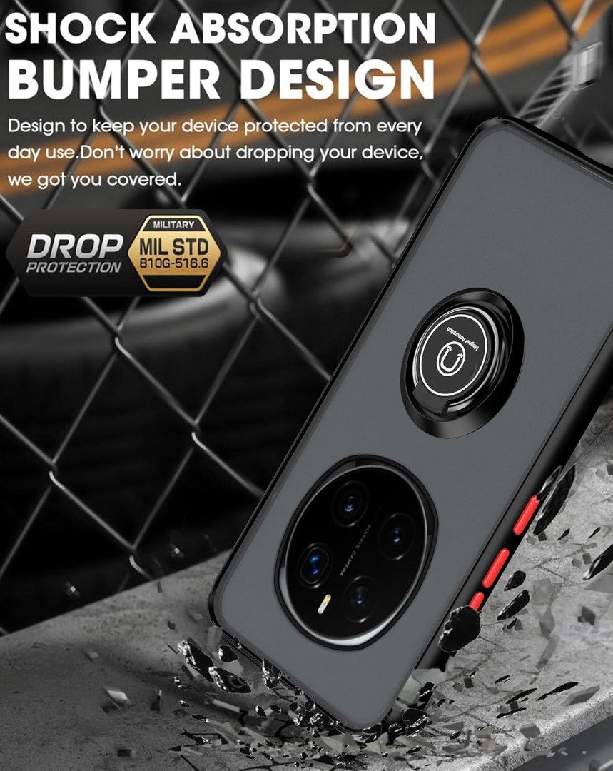 RonRun Cover per Honor 90 Smart Custodia per Magnetica Porta Telefono da Auto Doppio Strato a 360° Cavalletto in Metallo Antiurto + 2pcs Vetro Temperato Protezione Per Schermo, nero