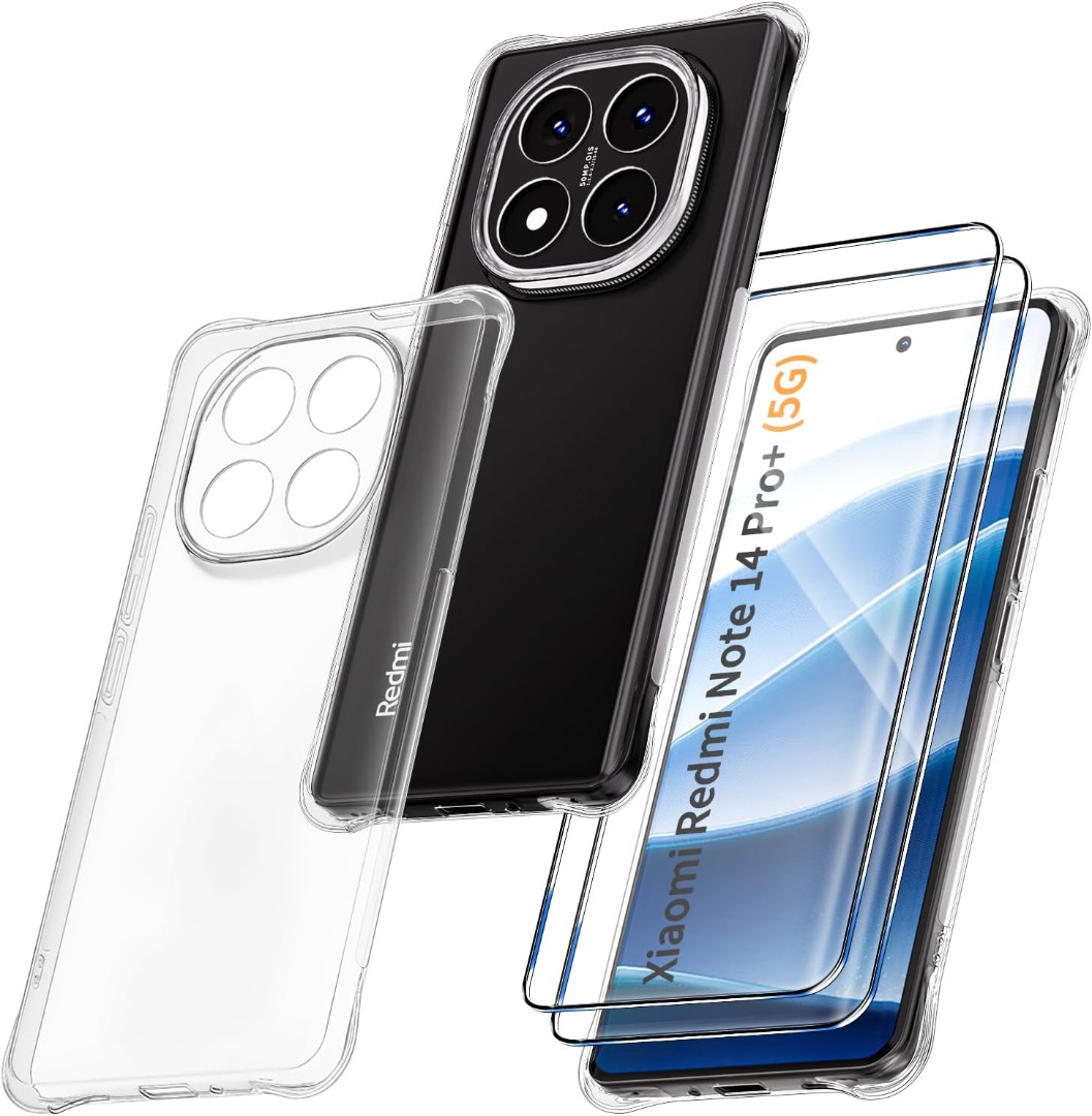 Ivoler Transparante Hoes Voor Xiaomi Redmi Note 14 5G / Poco M7 Pro – Compleet Met 2 Stuks Glazen Screenprotector, Schokbestendig En Kristalhelder