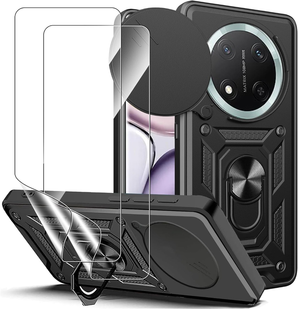 Custodia Armor Per Honor X6 / X8 5G - TPU+PC, Con Cover Scorrevole E Anello Supporto Blu 766913