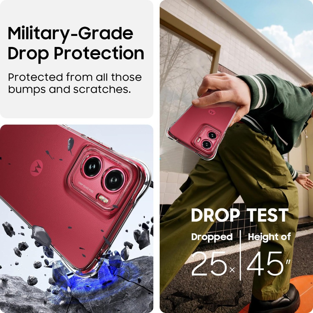 Coque De Protection Complète Transparente PIXFAB Pour Motorola Moto G05/G15/E15/G35/G55 Et Autres