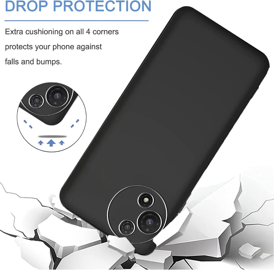 Cover + Vetro Temperato Per TCL 205 (6.22") - Custodia Morbida Silicone Nero Antiurto E Pellicola HD