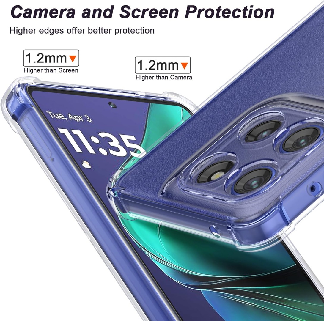 HONLEN Custodia Per Motorola Edge 40 Neo 5G Con Supporto Ad Anello E Base Magnetica - Silicone Opaco Trasparente (Blu Reale)