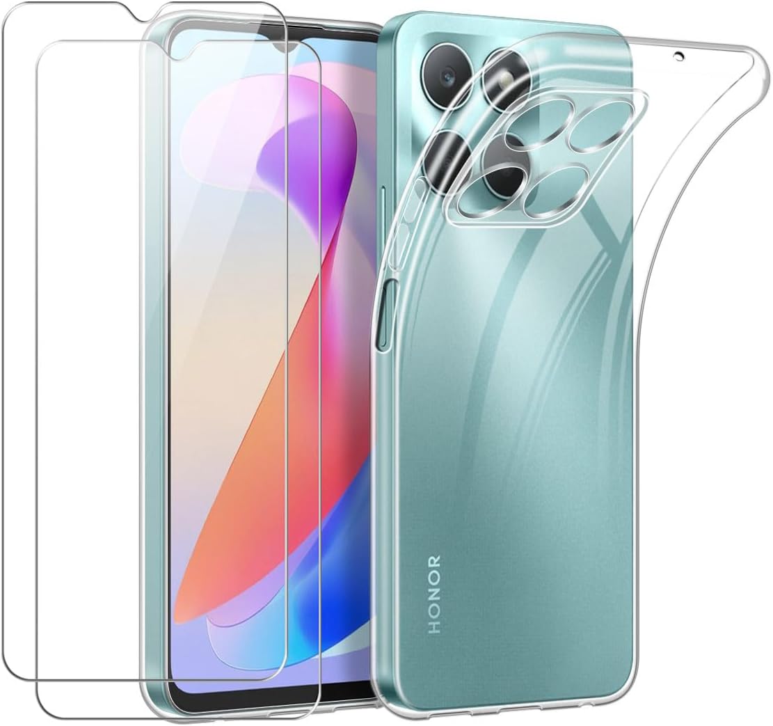 Transparente Silikon-Hülle Für Honor X6A Inkl. Panzerglas – Stoßfest, Kratzsicher, Blasenfrei