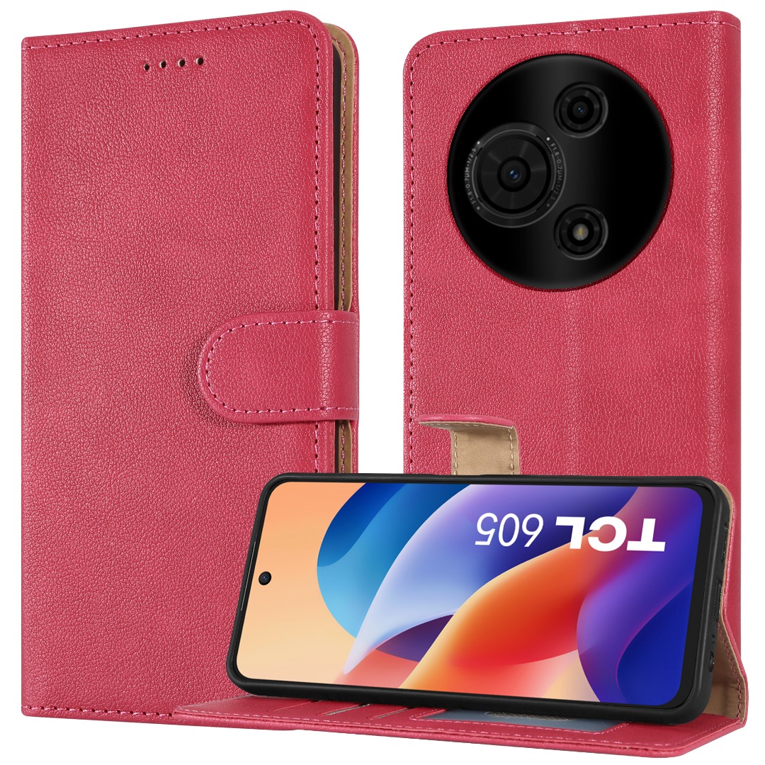 Case For TCL 605, Leather Wallet Flip Stand RFID Blocking Shockproof Phone Cover - Picture 14 of 19