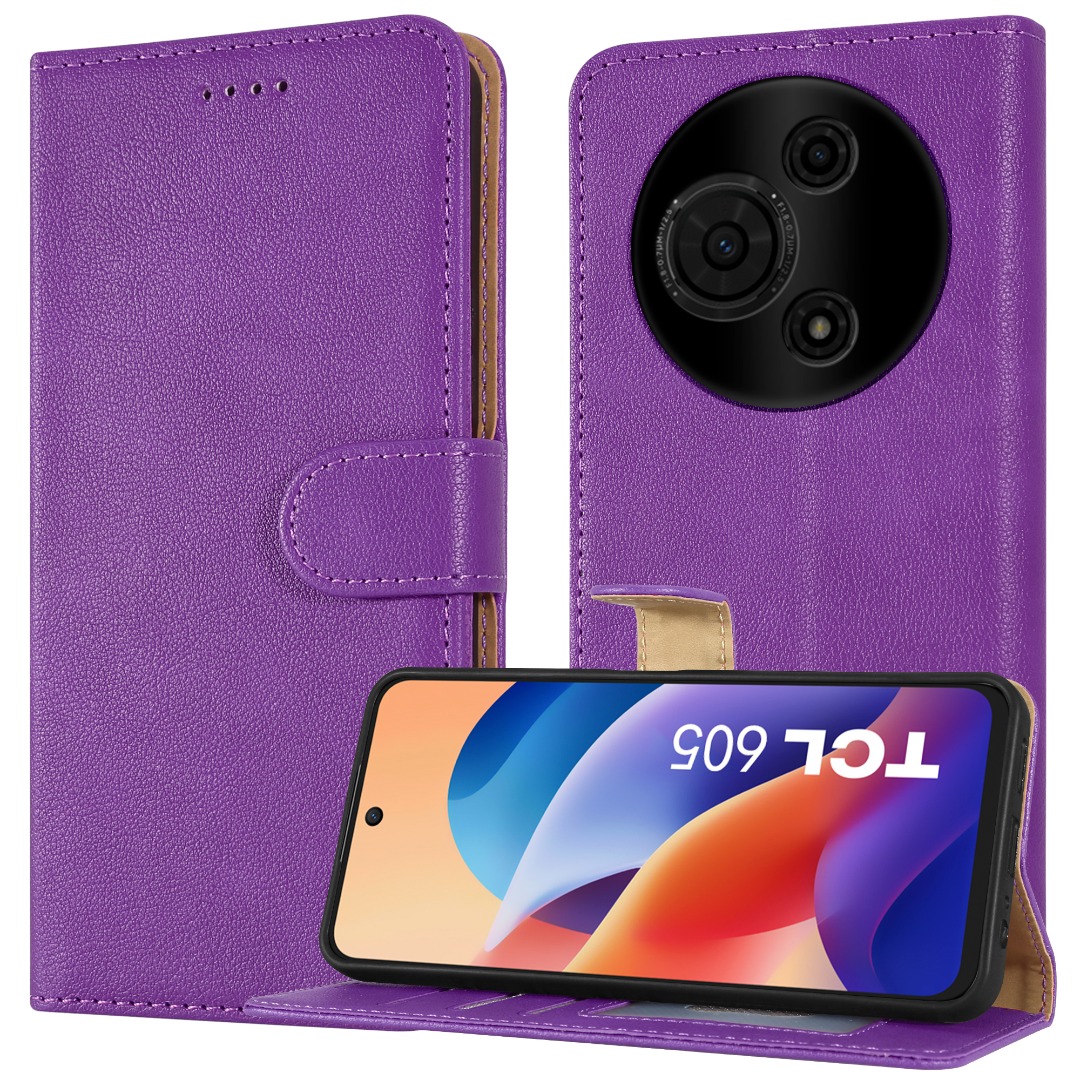 Case For TCL 605, Leather Wallet Flip Stand RFID Blocking Shockproof Phone Cover - Picture 15 of 19