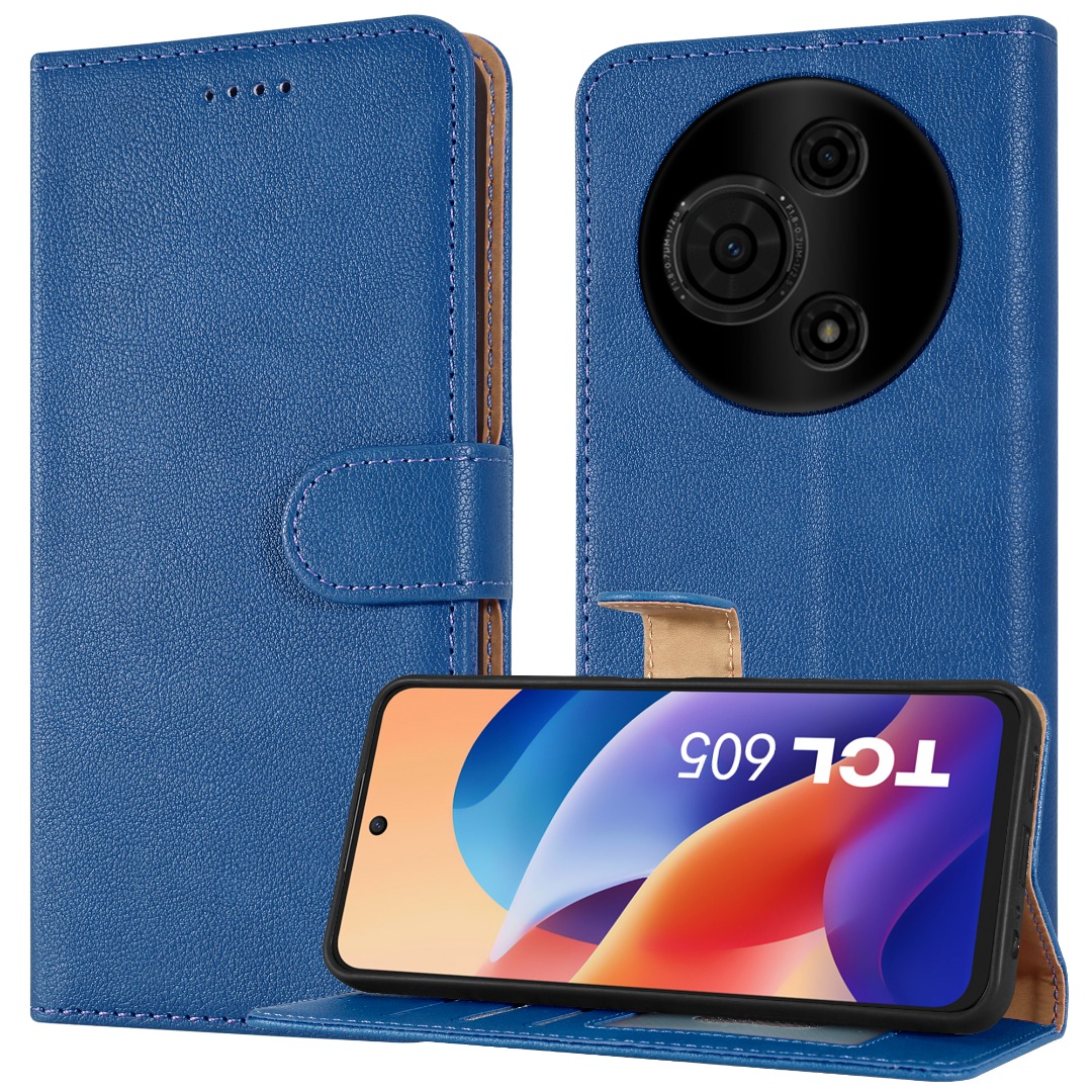 Case For TCL 605, Leather Wallet Flip Stand RFID Blocking Shockproof Phone Cover - Picture 16 of 19