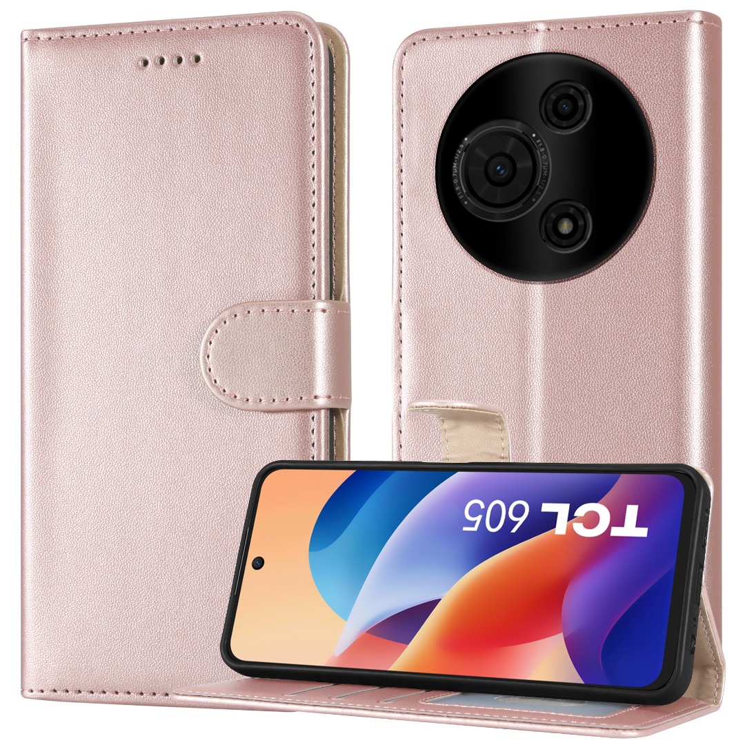 Case For TCL 605, Leather Wallet Flip Stand RFID Blocking Shockproof Phone Cover - Picture 17 of 19