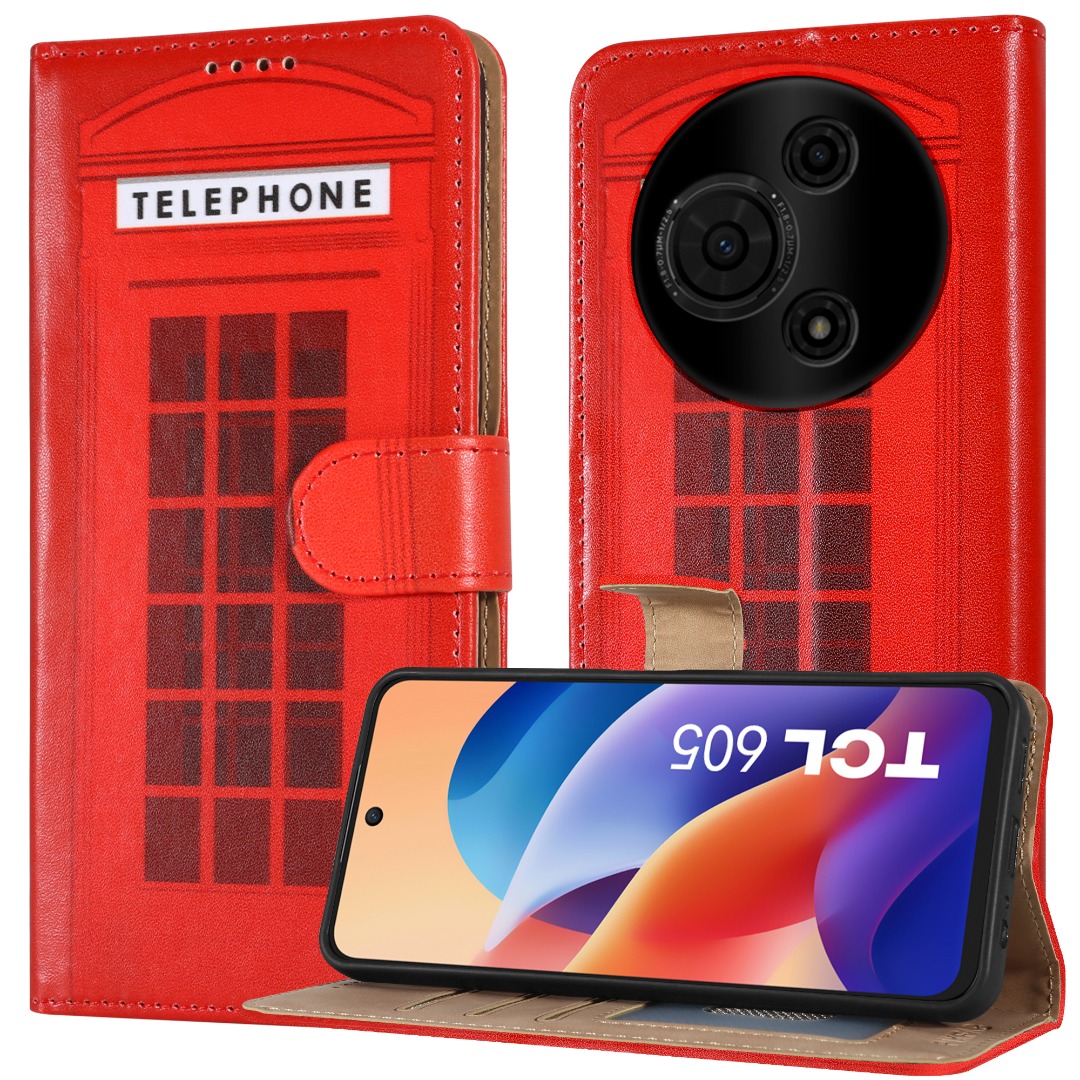 Case For TCL 605, Leather Wallet Flip Stand RFID Blocking Shockproof Phone Cover - Picture 18 of 19