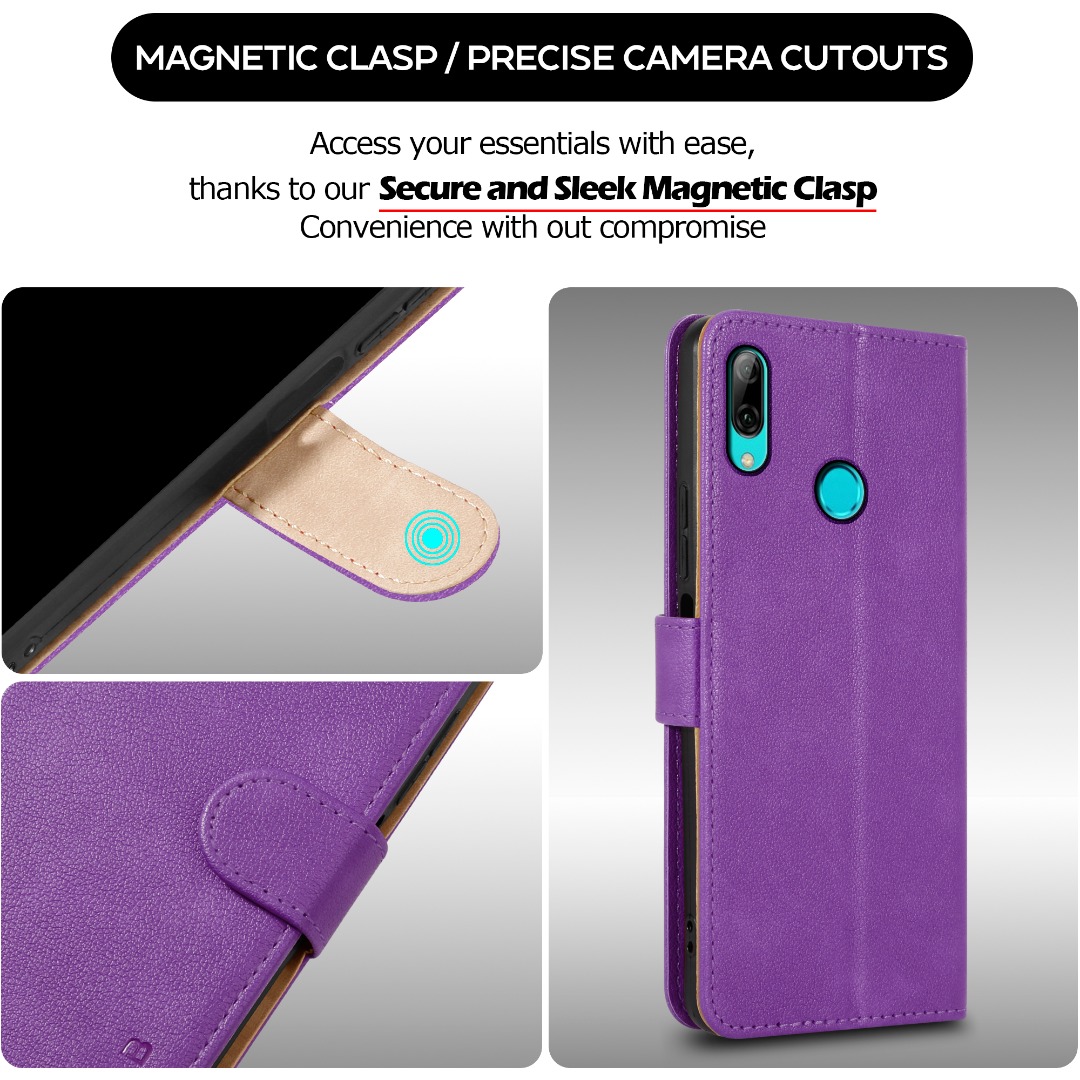 Huawei Pu Custodia Flip Cover per P Smart 2019 in Ecco Pelle, Nero