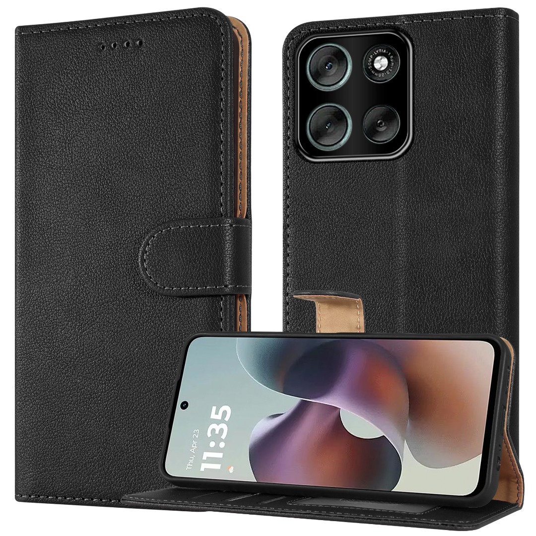 Étui Portefeuille Motorola G86 - Cuir Synthétique, Porte-Cartes, Blocage RFID - Anti-Choc