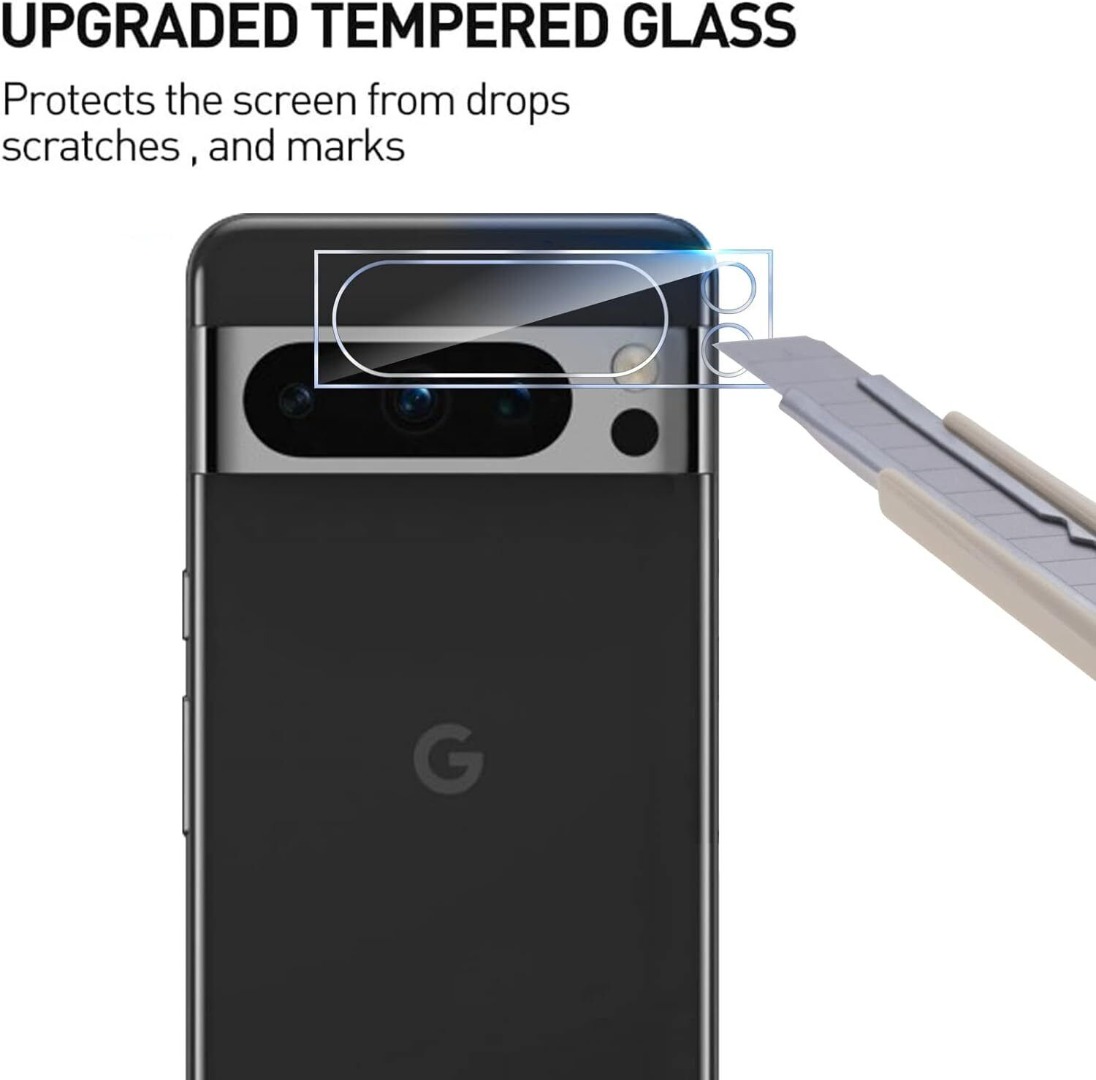 Protection Caméra Arrière Google Pixel 10 Pro - Film Verre Trempé 9H, 2 Pièces, Ultra-transparent - Anti-rayures, Facile à Poser - Noir