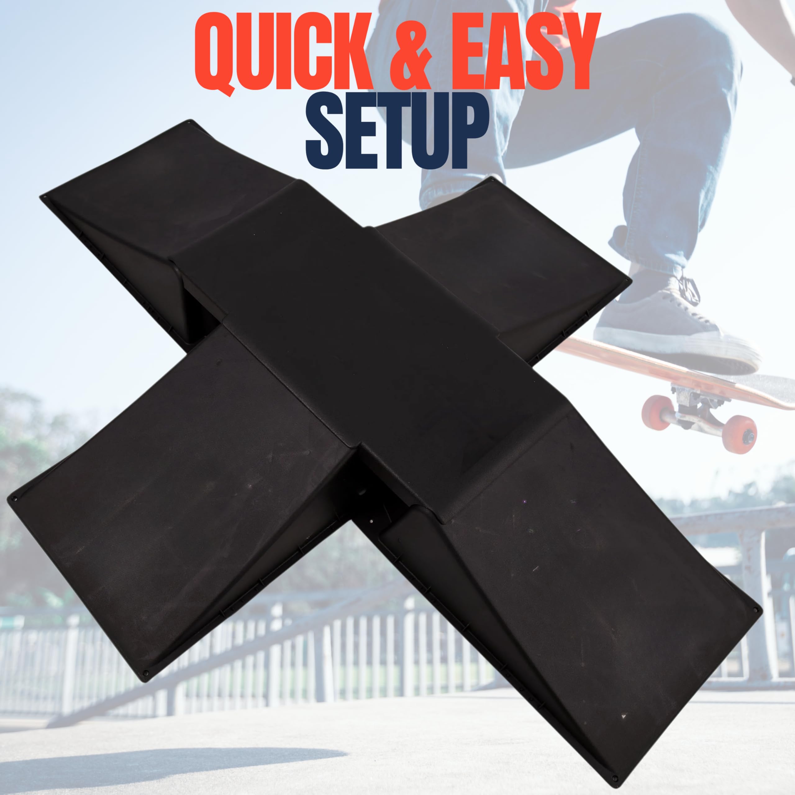 4 Way Multi Skate Ramp Set for Stunt Scooters Skateboards BMX Bike Roller Skates