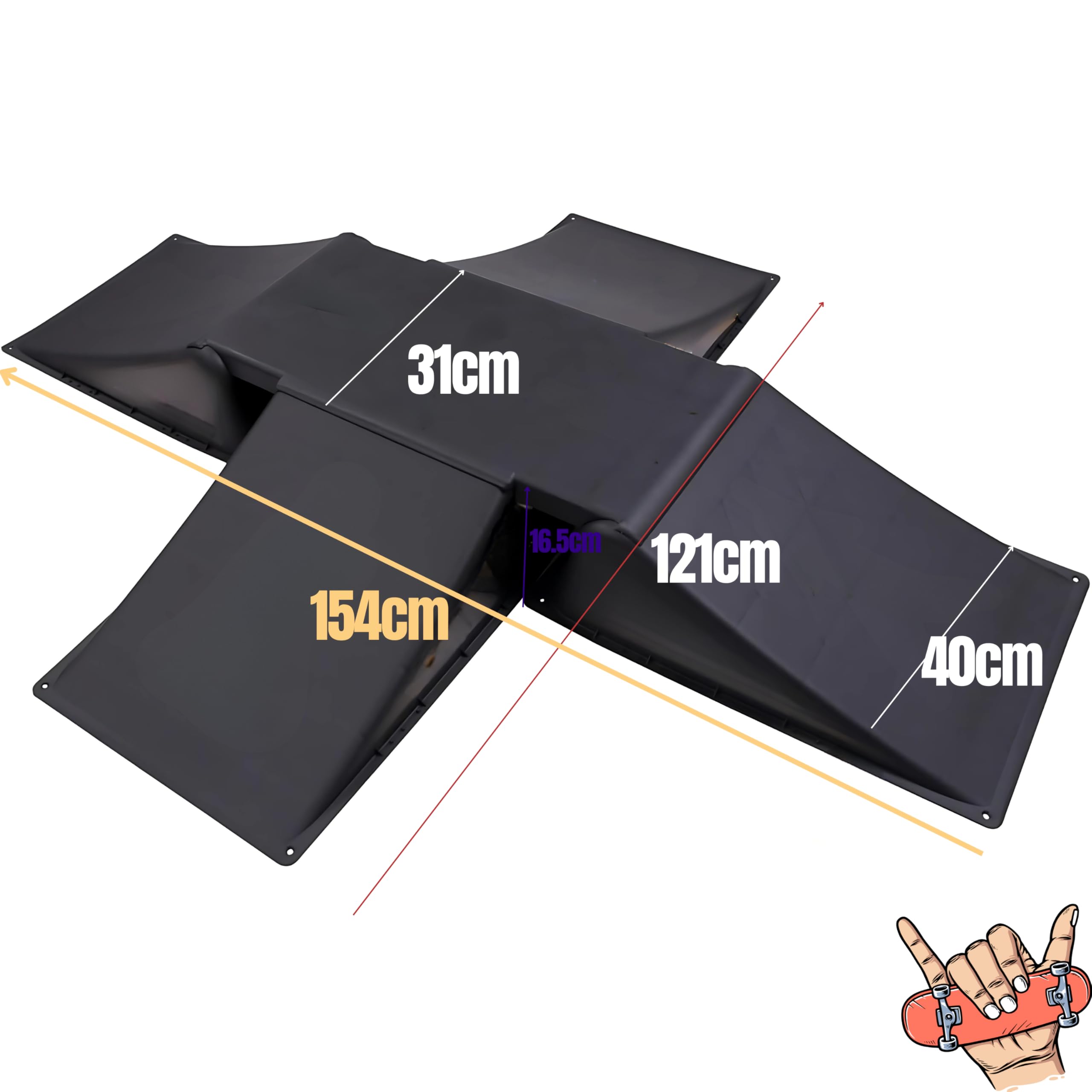 4 Way Skate Ramp Set Stunt Scooters Skateboard BMX Bike Roller Skates Driveway 