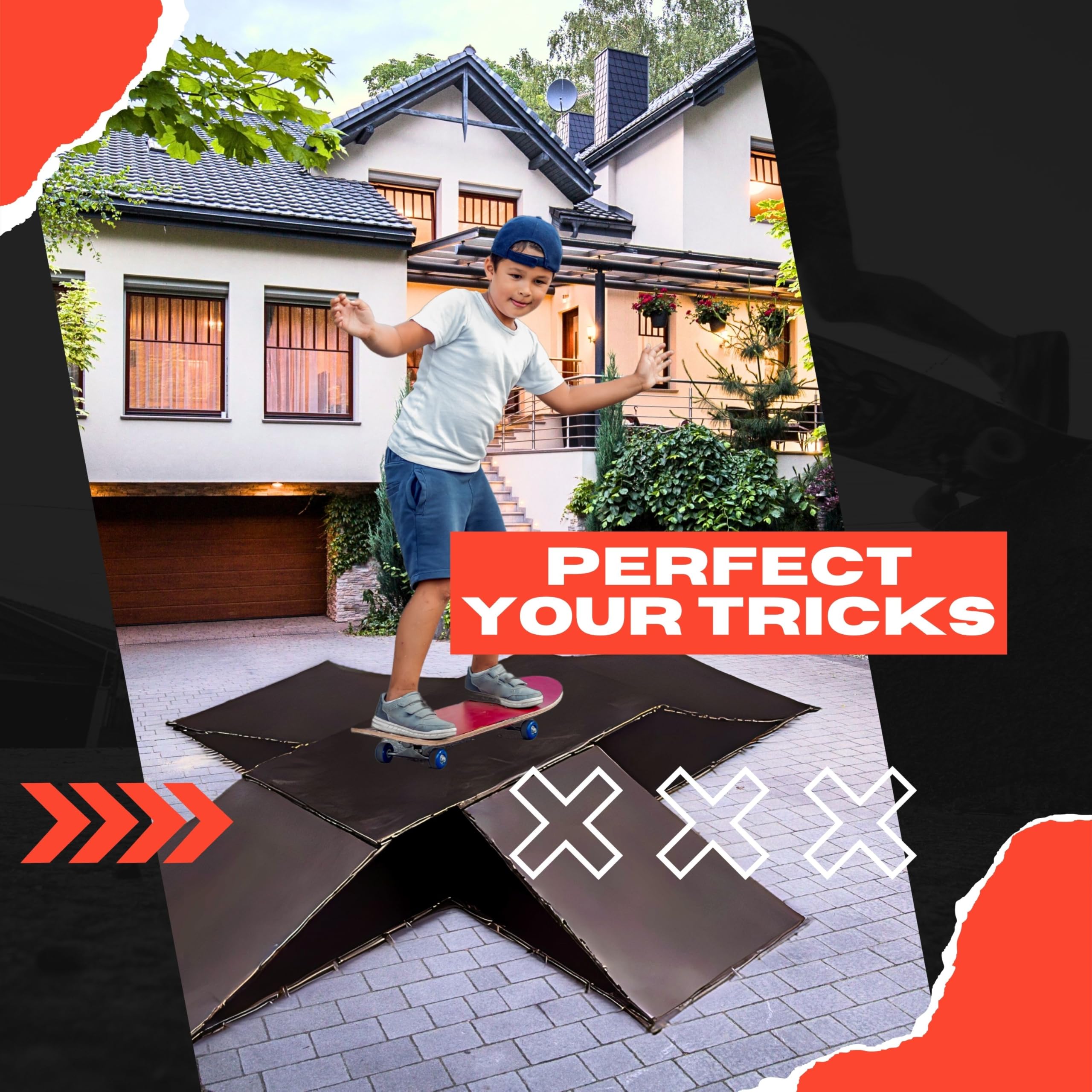 4 Way Multi Skate Ramp Set for Stunt Scooters Skateboards BMX Bike Roller Skates