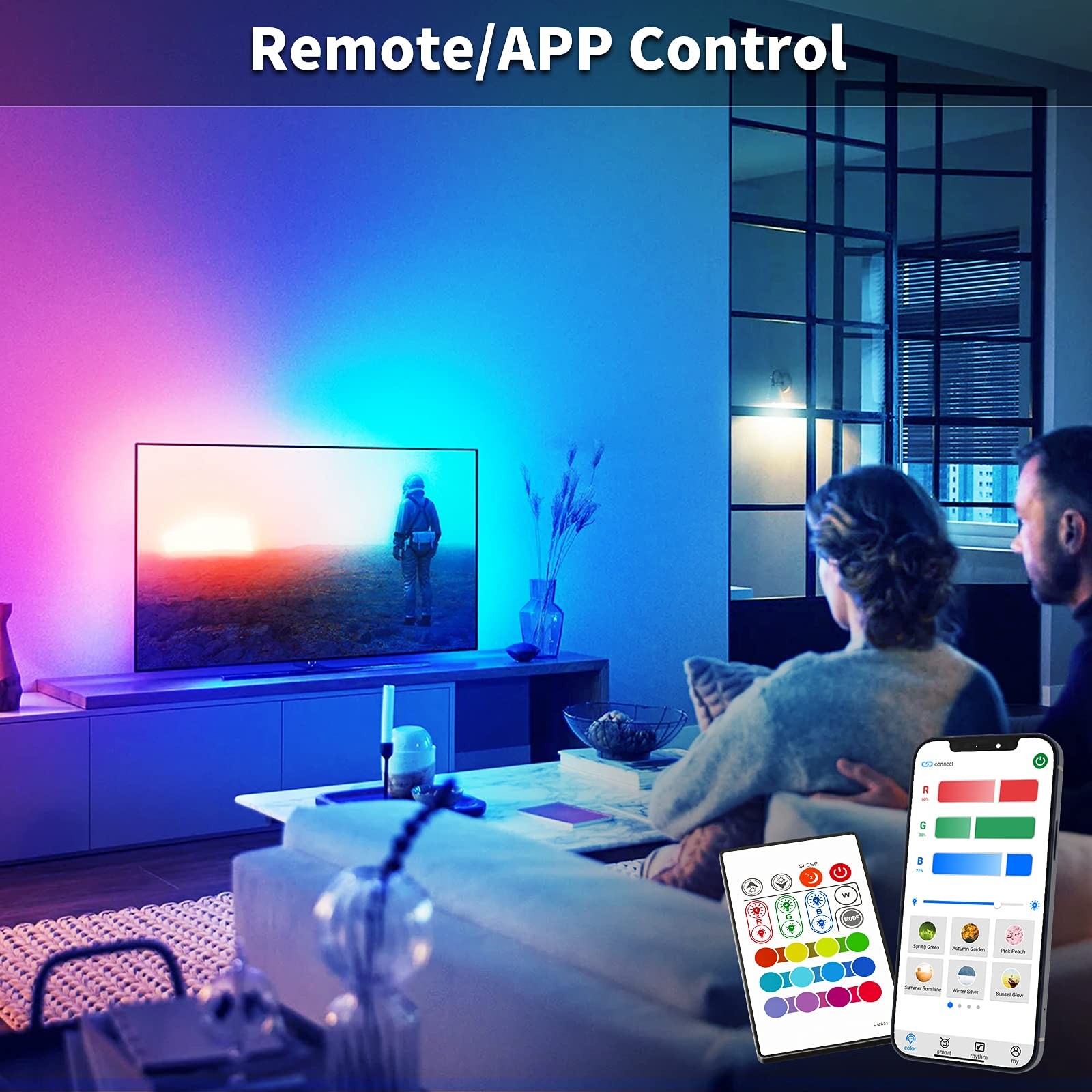 30m LED STRIP WITH REMOTE BLUETOOTH RGB MUSIC SYNC DECORATION LIGHT STRIP 2X15M