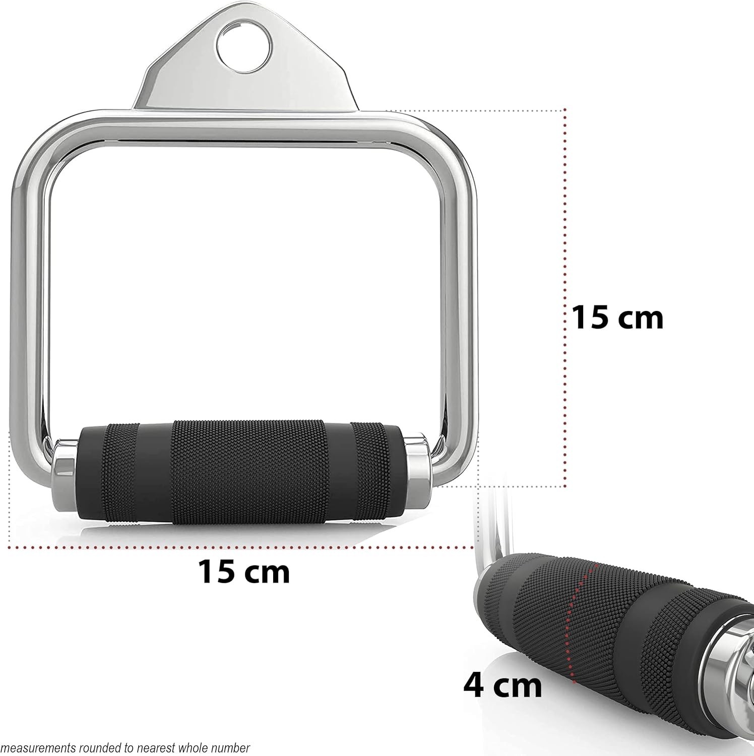 Stirrup Gym Single D Handle + Carabiner Cable Fly Attachment Gym Weight Lifting