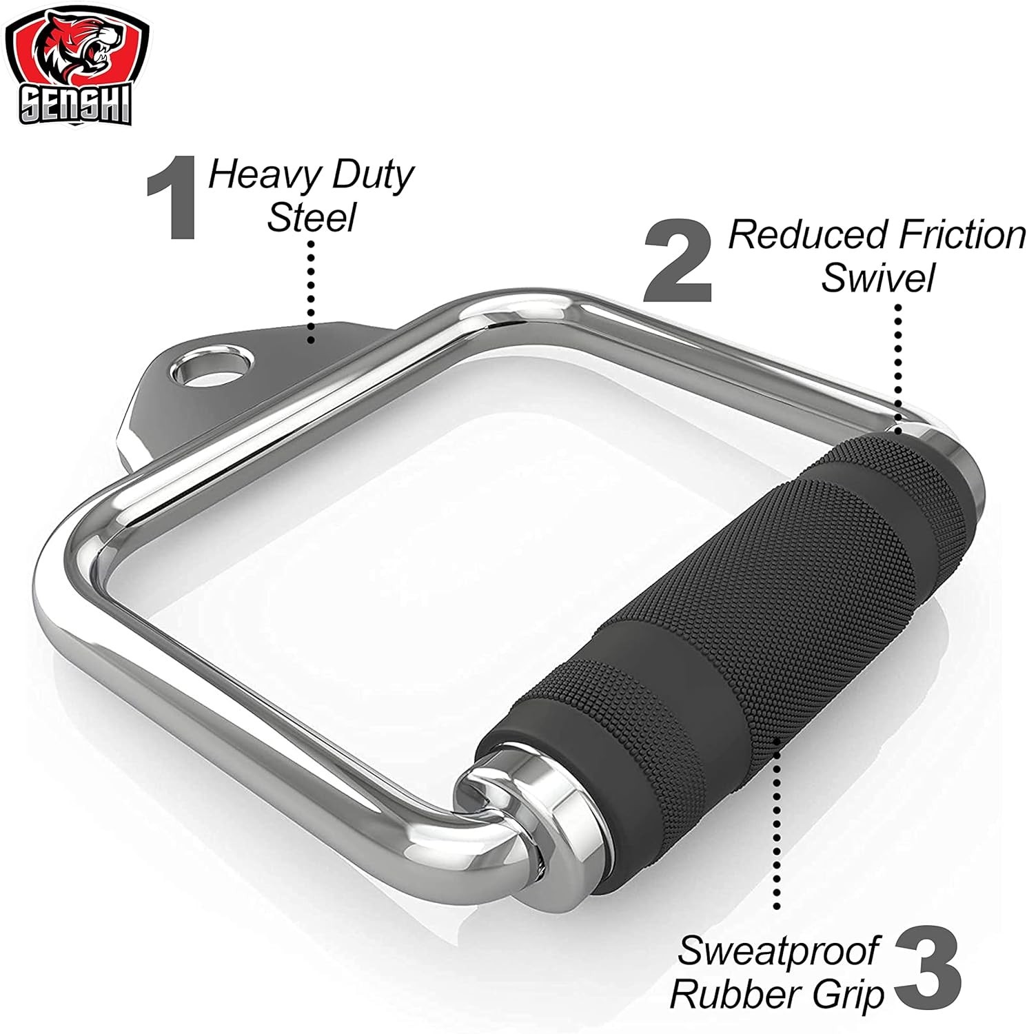 Stirrup Gym Single D Handle + Carabiner Cable Fly Attachment Gym Weight Lifting