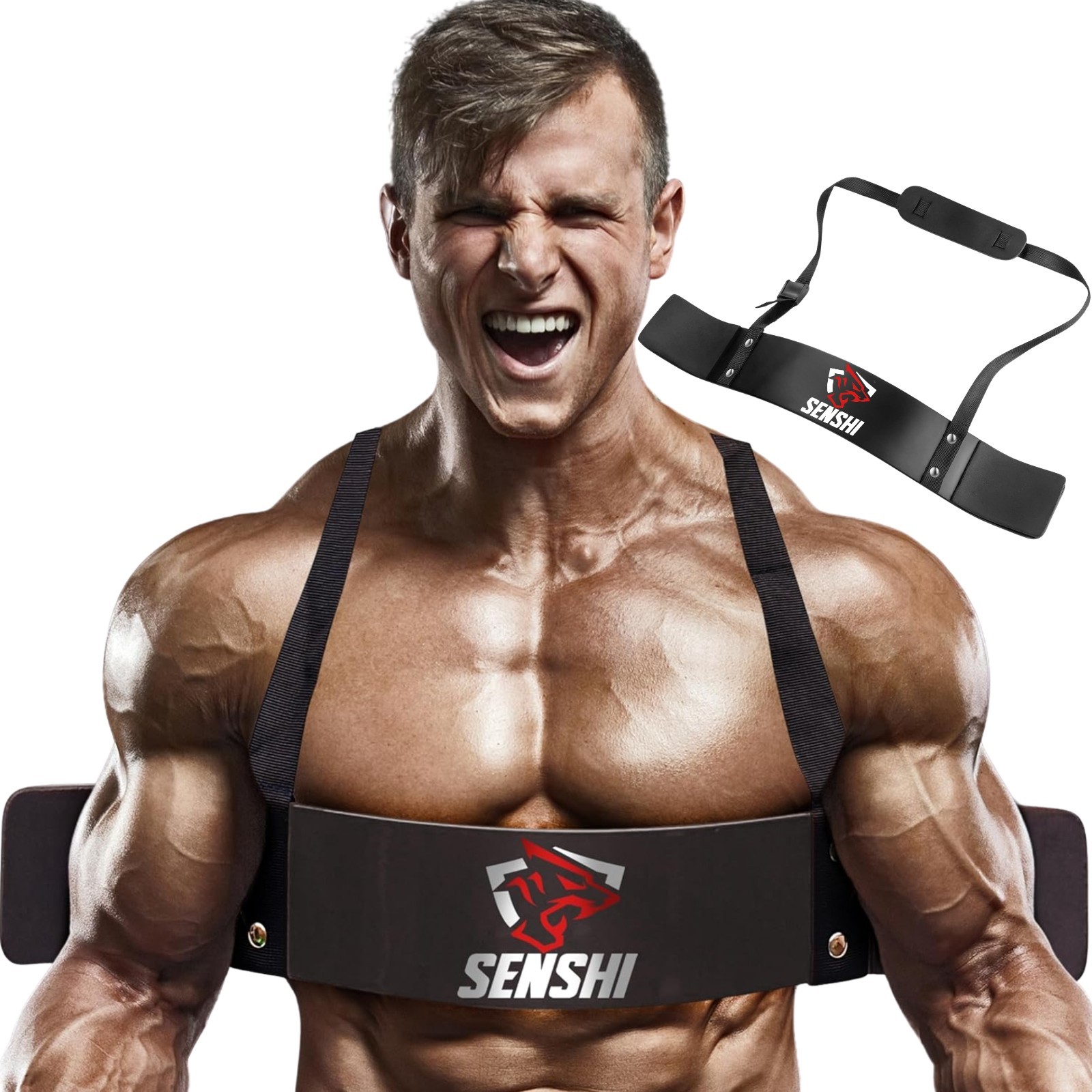 Arm Blaster Bicep Isolator Bar Strap Support Preacher Curls Body Building Gym