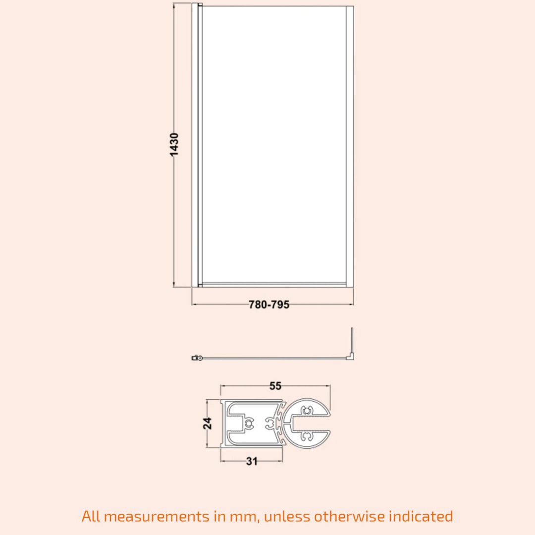 1700mm Left or Right Hand L Shaped Shower Bath Tub Shower Screen Panel INCLUDED