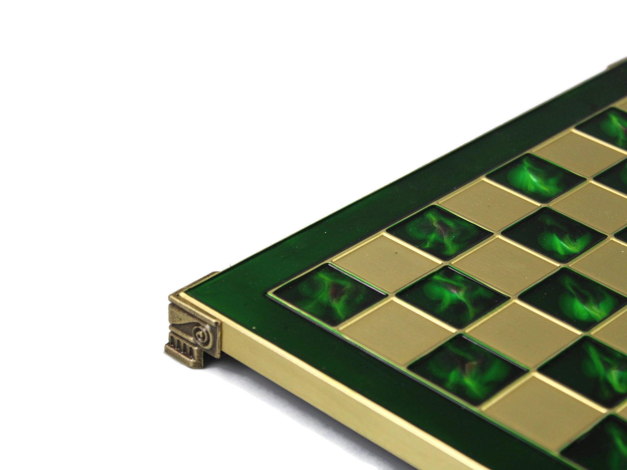 Metal Chess Set Emerald Green With Chess Pieces 13'' 301G - Picture 11 of 11