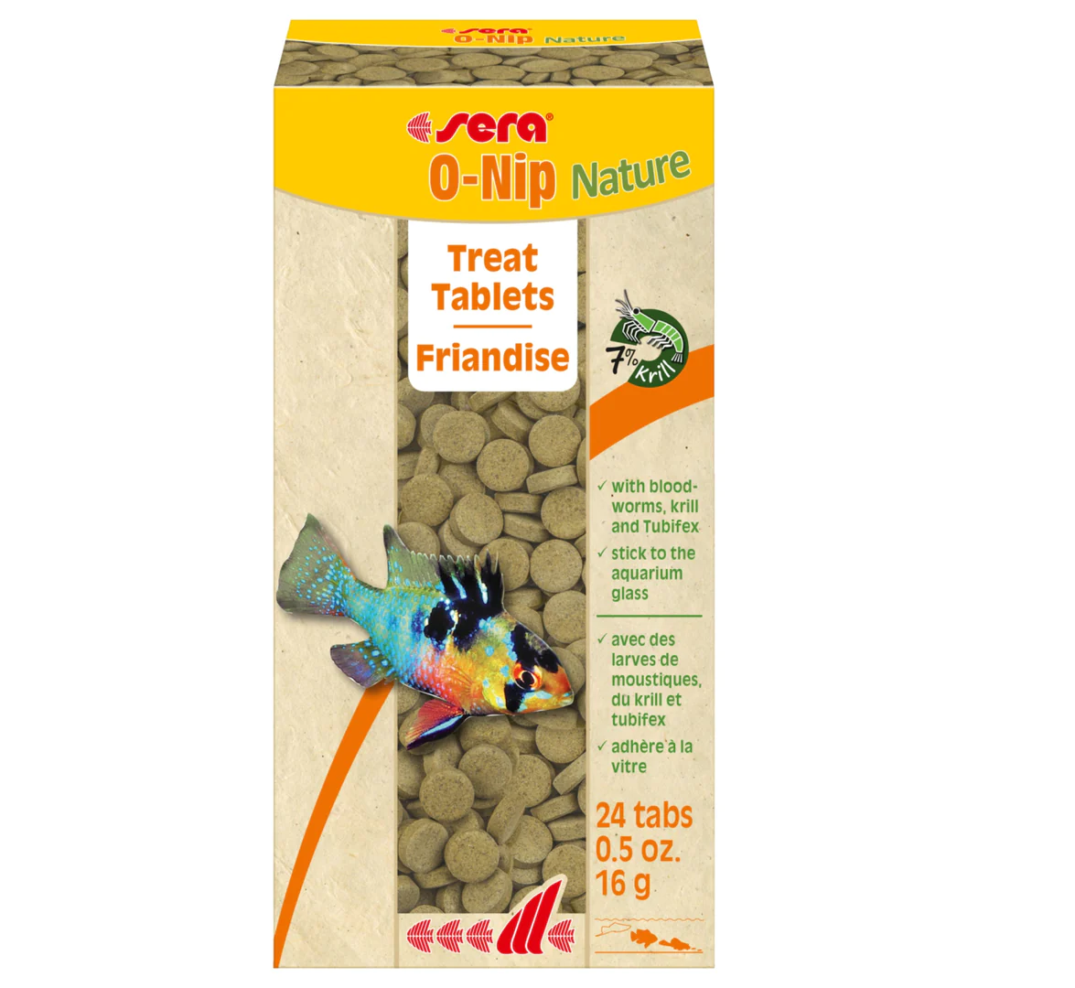 Sera O-Nip Nature Tablets Aquarium Fish Treat Krill Bloodworm Tubifex 24/100 Tab - Picture 2 of 3