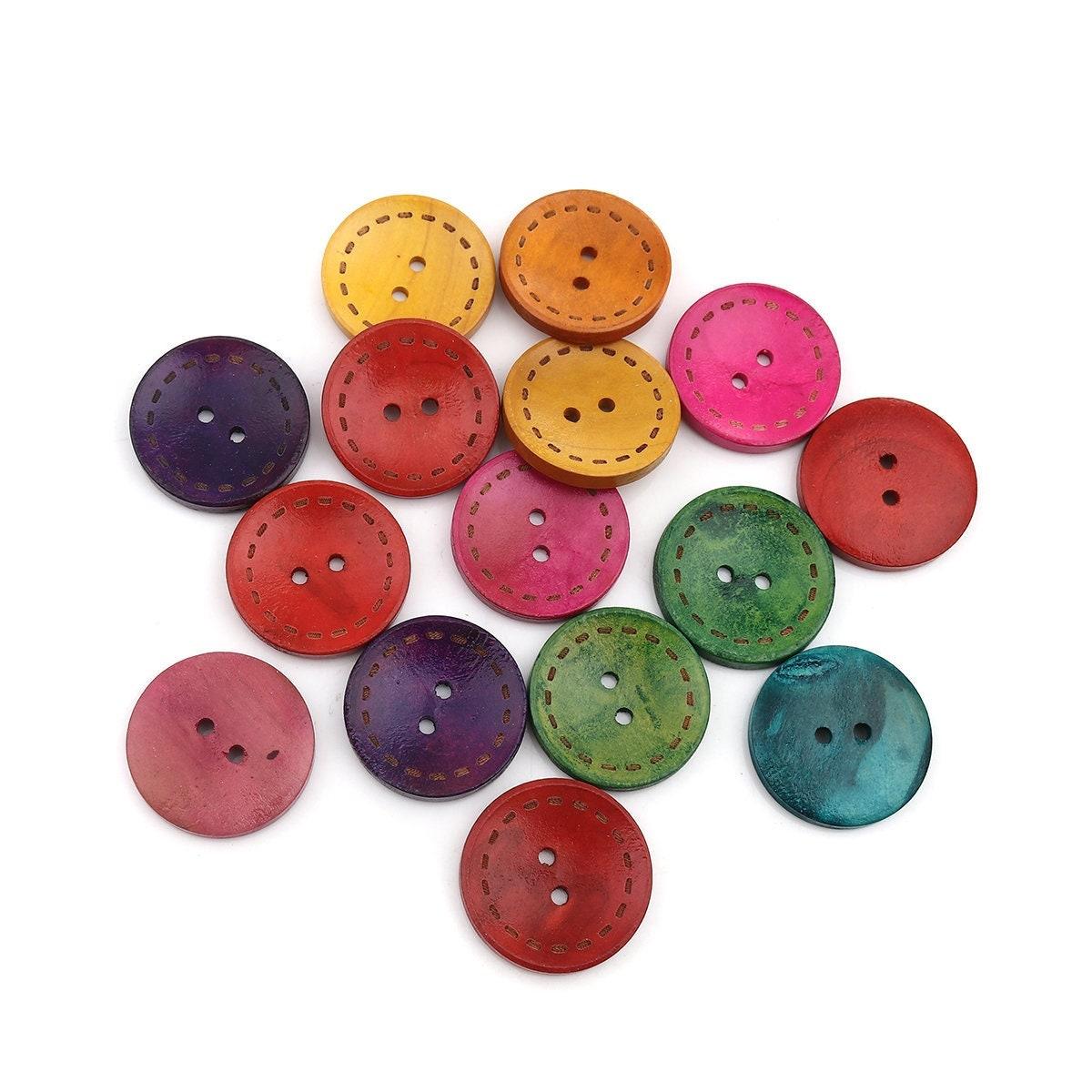 Mixed color wooden buttons - stitch design - 25mm (1 inch) - wood button - Picture 8 of 20