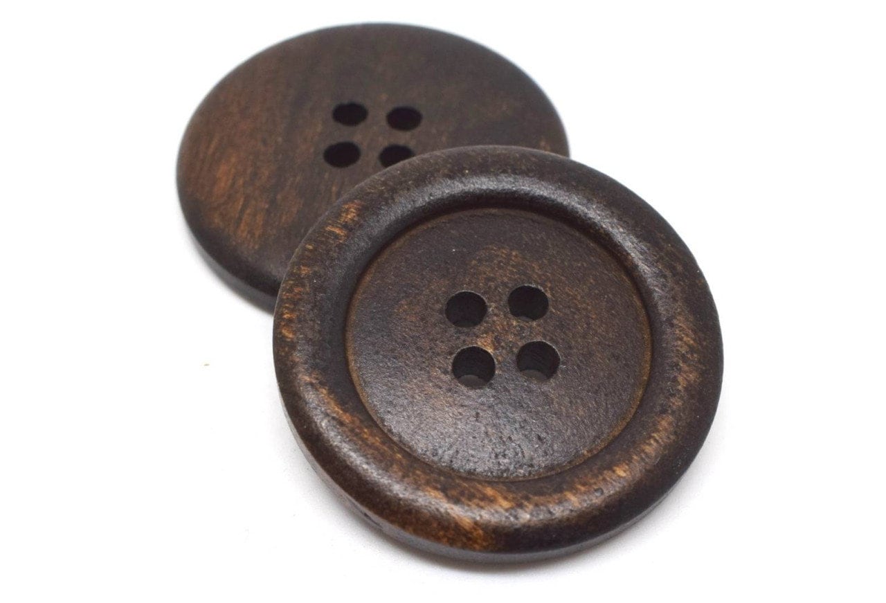 Extra Large Wooden Buttons / Olivewood / Made in Italy / Dark Brown / 34mm / Cla - Picture 4 of 8