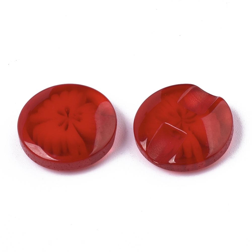 Resin Buttons 14mm x 14mm - Red Translucent Flower Pattern - Shank - Acrylic But - Picture 17 of 27