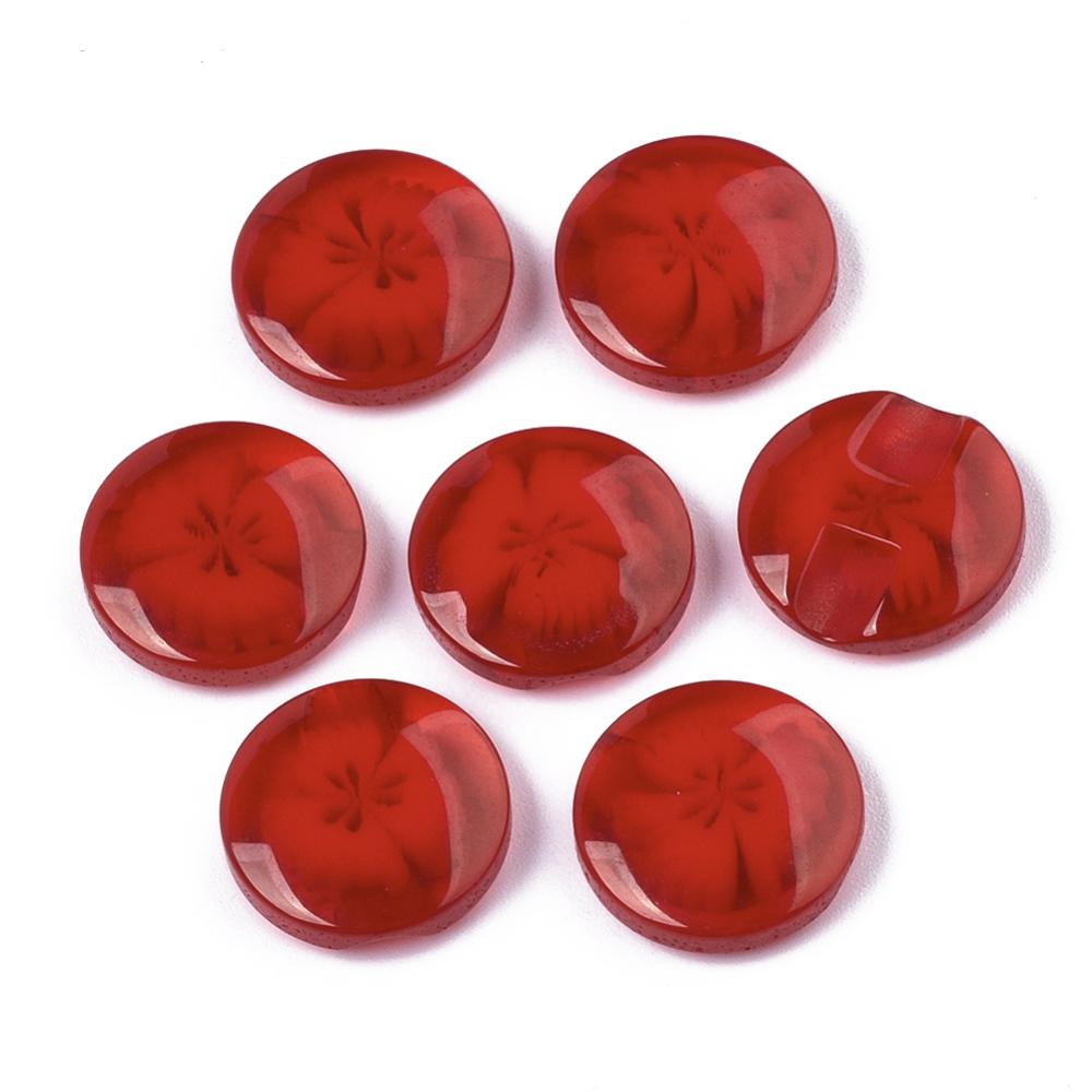 Resin Buttons 14mm x 14mm - Red Translucent Flower Pattern - Shank - Acrylic But - Picture 25 of 27