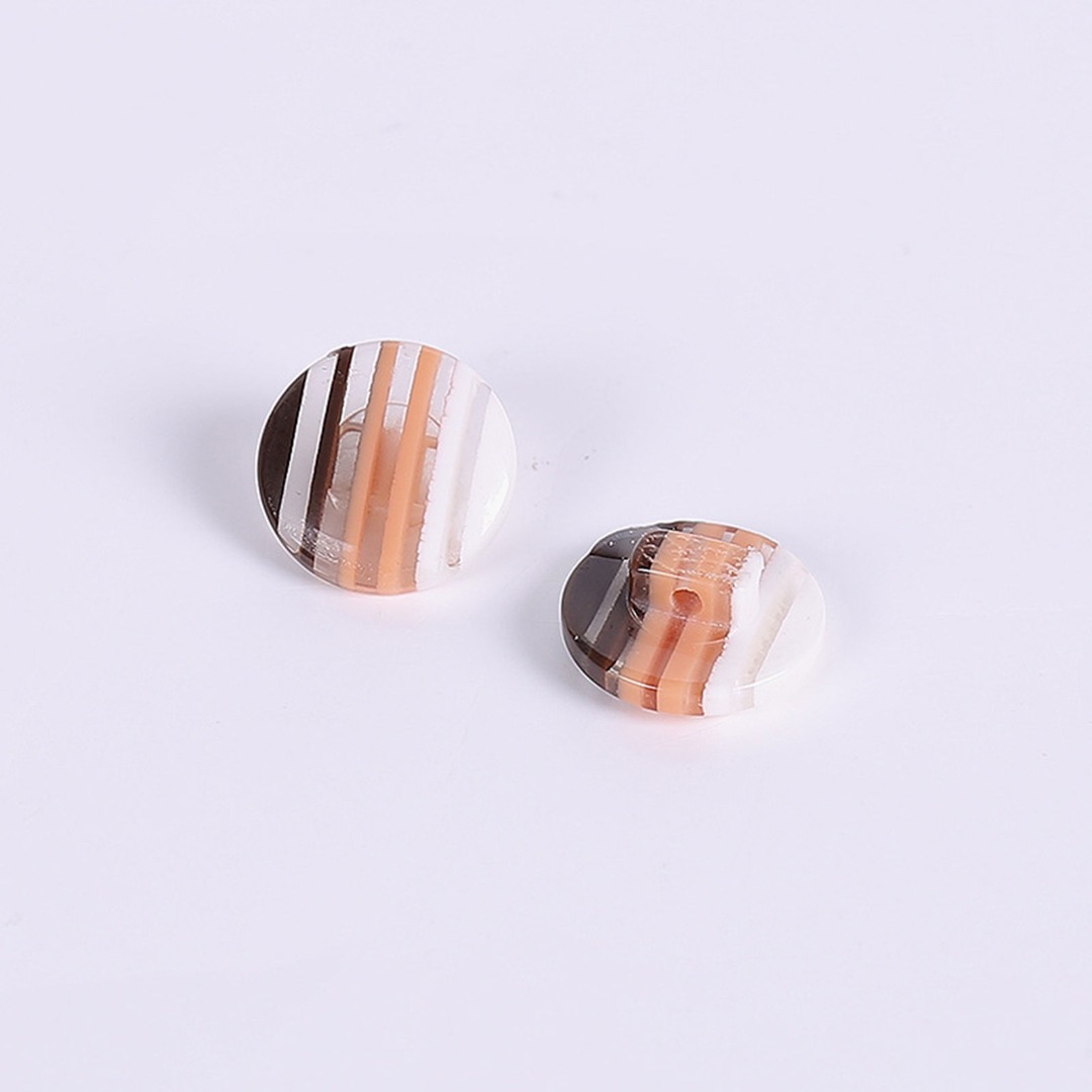 Resin Buttons 14mm x 14mm - Earthtone Striped Pattern - Shank - Acrylic Button ( - Picture 4 of 12
