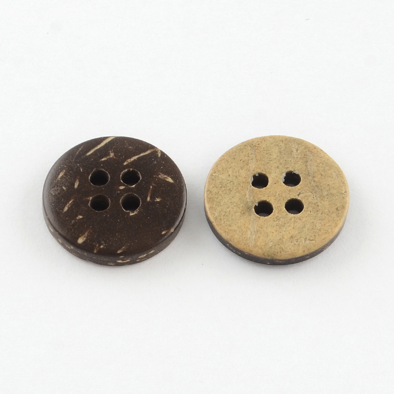 Small Coconut Shell Wooden Buttons - 15mm (5/8 inch) - 4 Hole - Wood Buttons - R - Picture 43 of 48